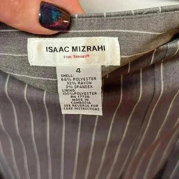 Isaac Mizrahi Striped Pleated Skirt Size 4 Gray & White - Picture 2 of 4